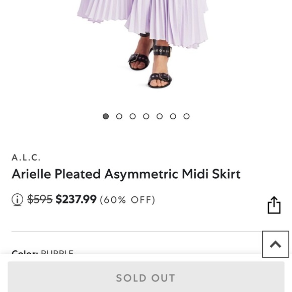 A.L.C. Arielle Pleated Asymmetric Midi Skirt Size 8 - Picture 9 of 15